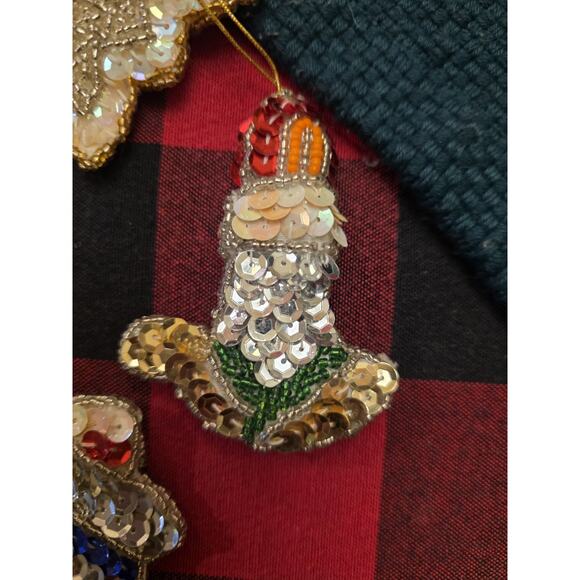 Vintage Christmas Ornaments Sequined & Beaded Handmade Set Of 14 - Picture 12 of 14